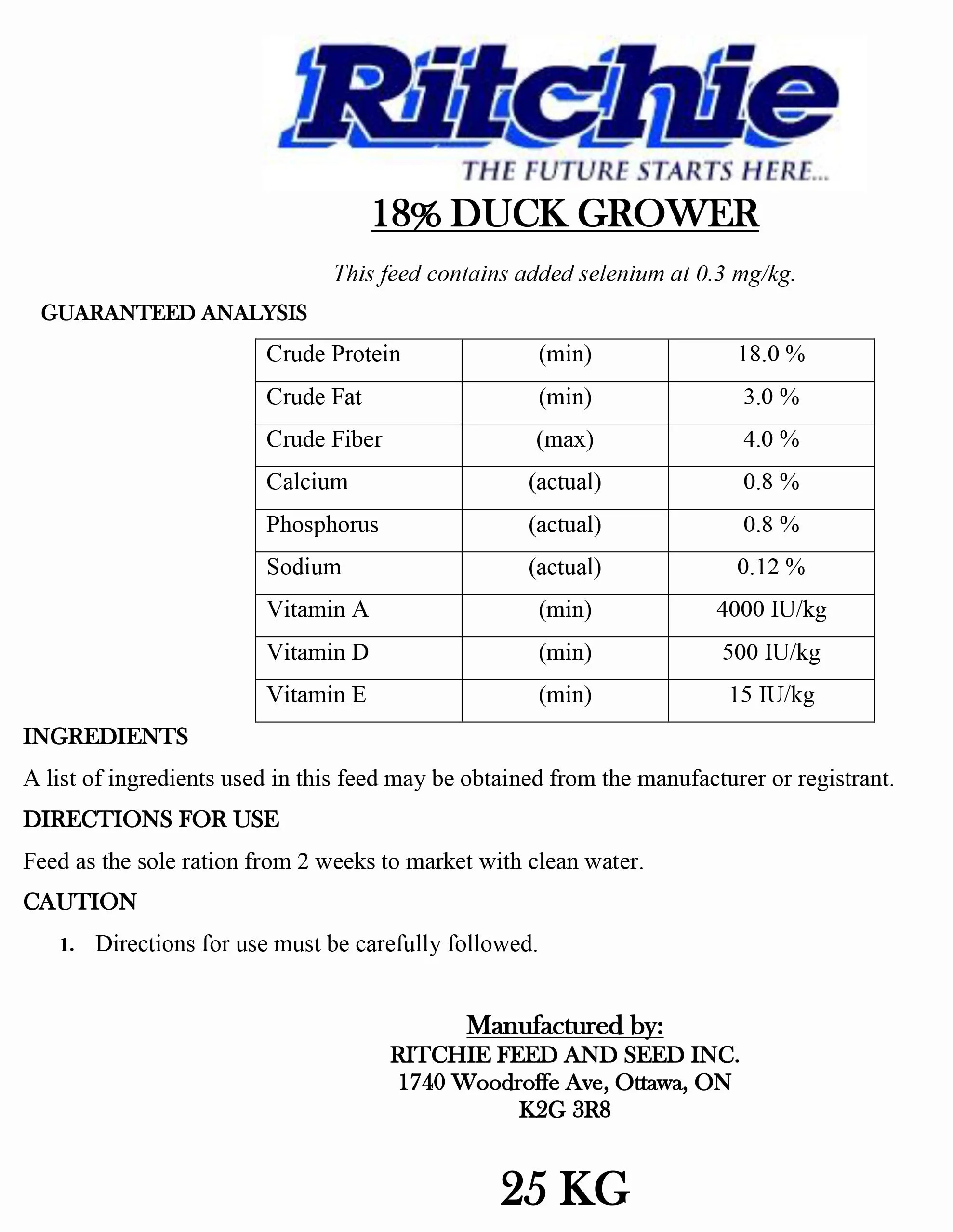 18% AV Duck & Goose Grower Pellet 25kg