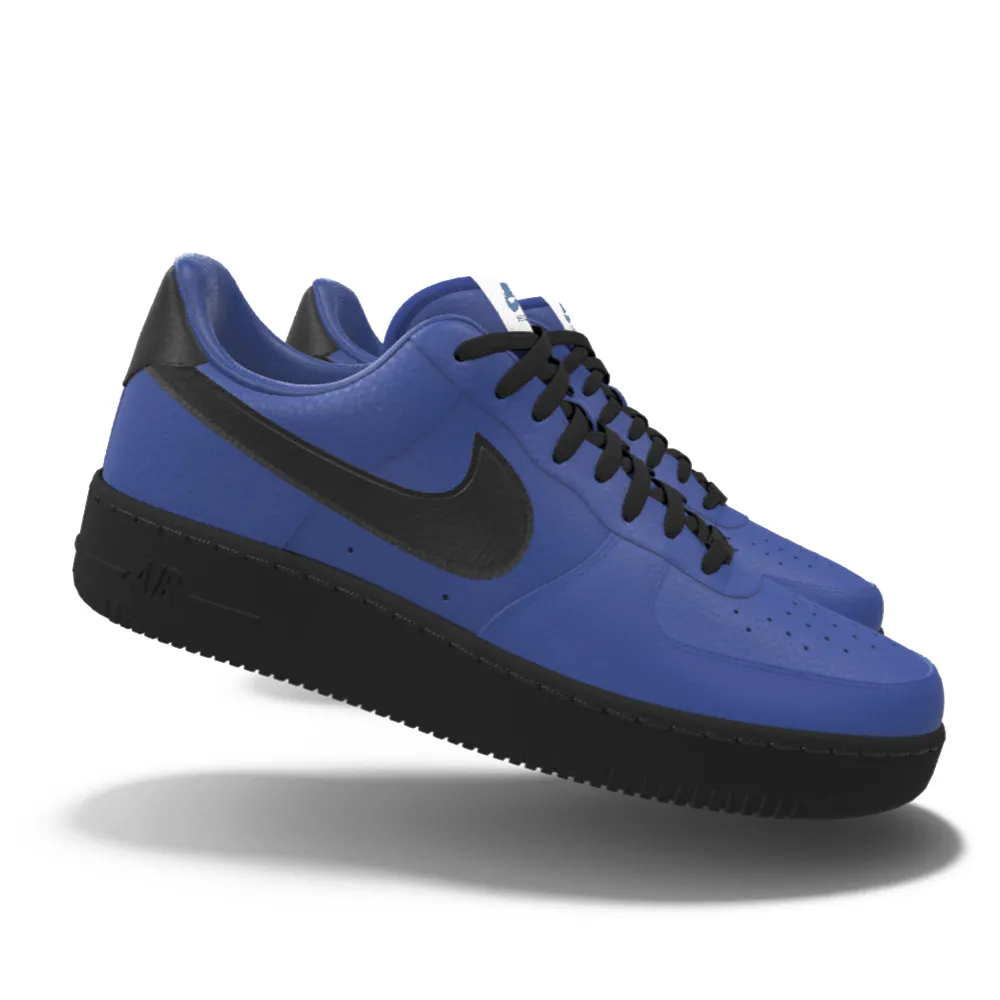 $195 NIB NEW Mens NIKE Air Force 1 Low Black & Blue Custom Leather Shoes