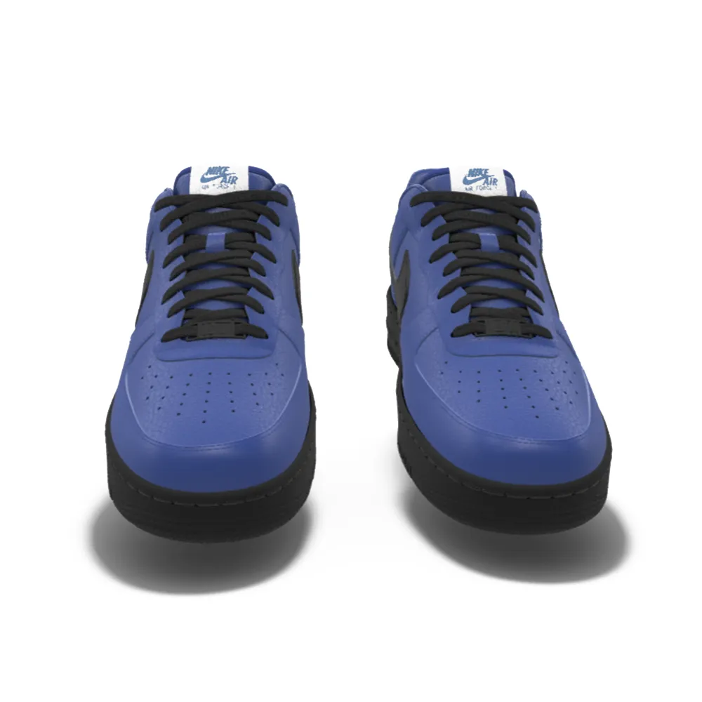 $195 NIB NEW Mens NIKE Air Force 1 Low Black & Blue Custom Leather Shoes