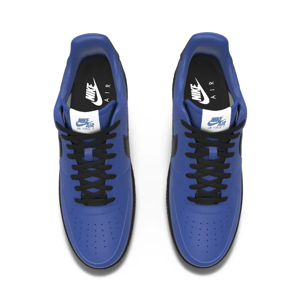 $195 NIB NEW Mens NIKE Air Force 1 Low Black & Blue Custom Leather Shoes