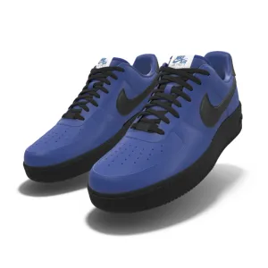 $195 NIB NEW Mens NIKE Air Force 1 Low Black & Blue Custom Leather Shoes