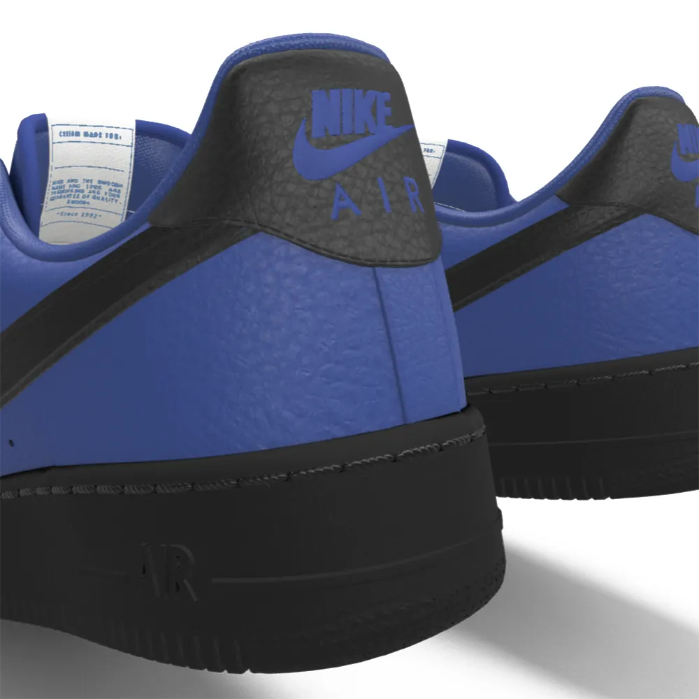 $195 NIB NEW Mens NIKE Air Force 1 Low Black & Blue Custom Leather Shoes