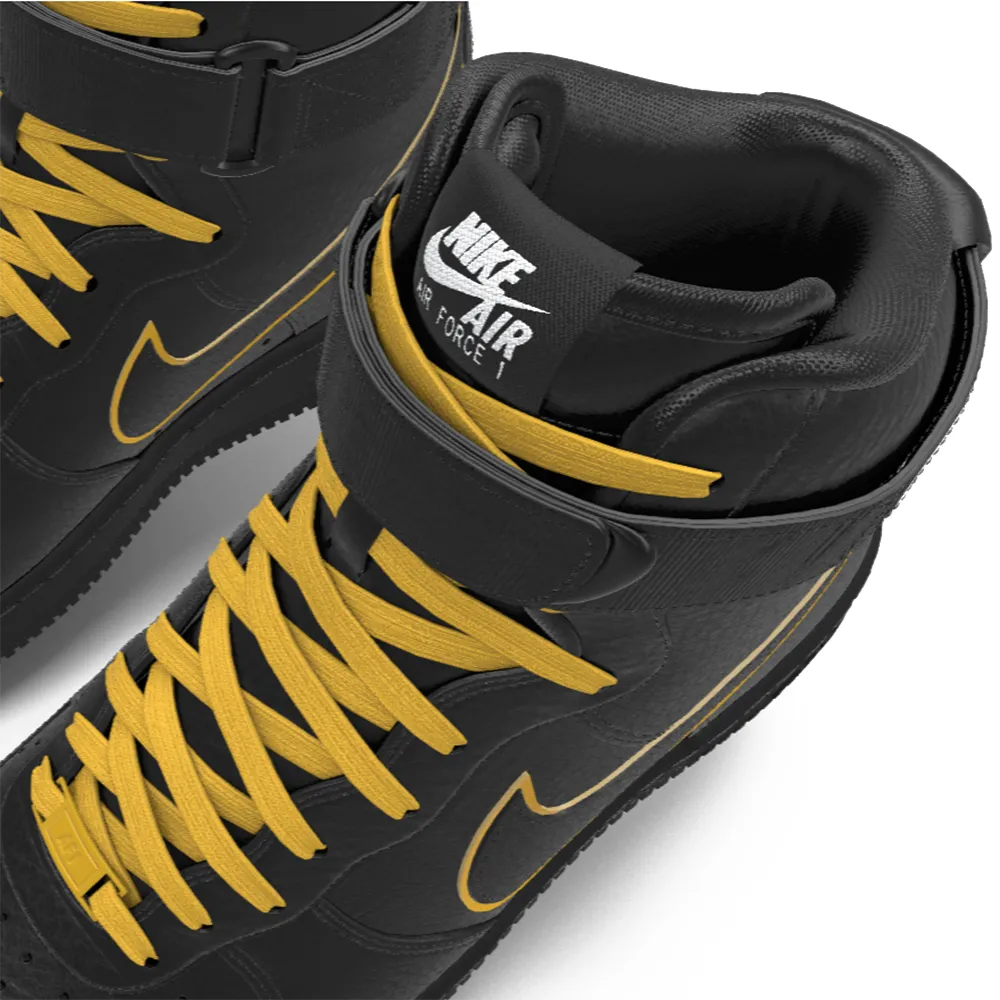 $250 NIB NEW Mens Nike Air Force 1 High Black & Gold Leather Basketball Shoes