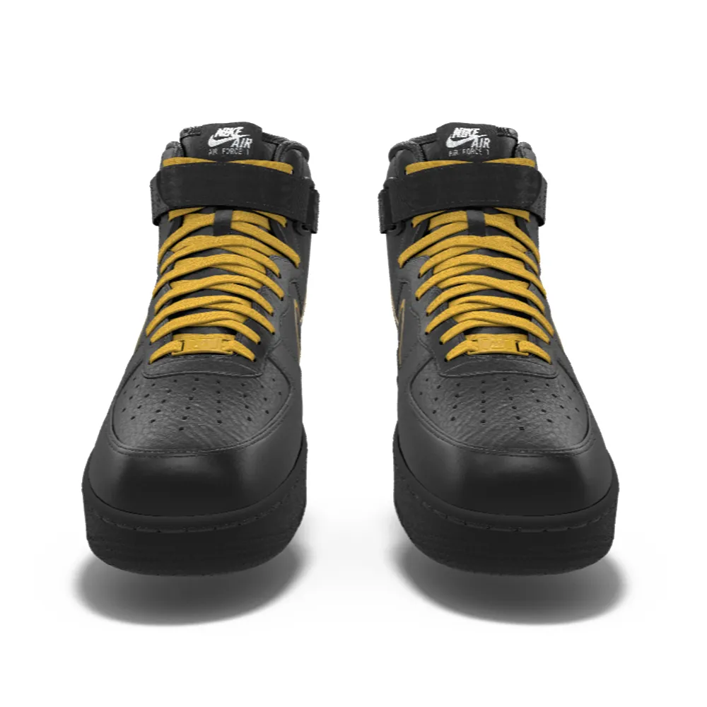 $250 NIB NEW Mens Nike Air Force 1 High Black & Gold Leather Basketball Shoes
