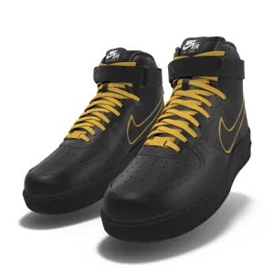 $250 NIB NEW Mens Nike Air Force 1 High Black & Gold Leather Basketball Shoes