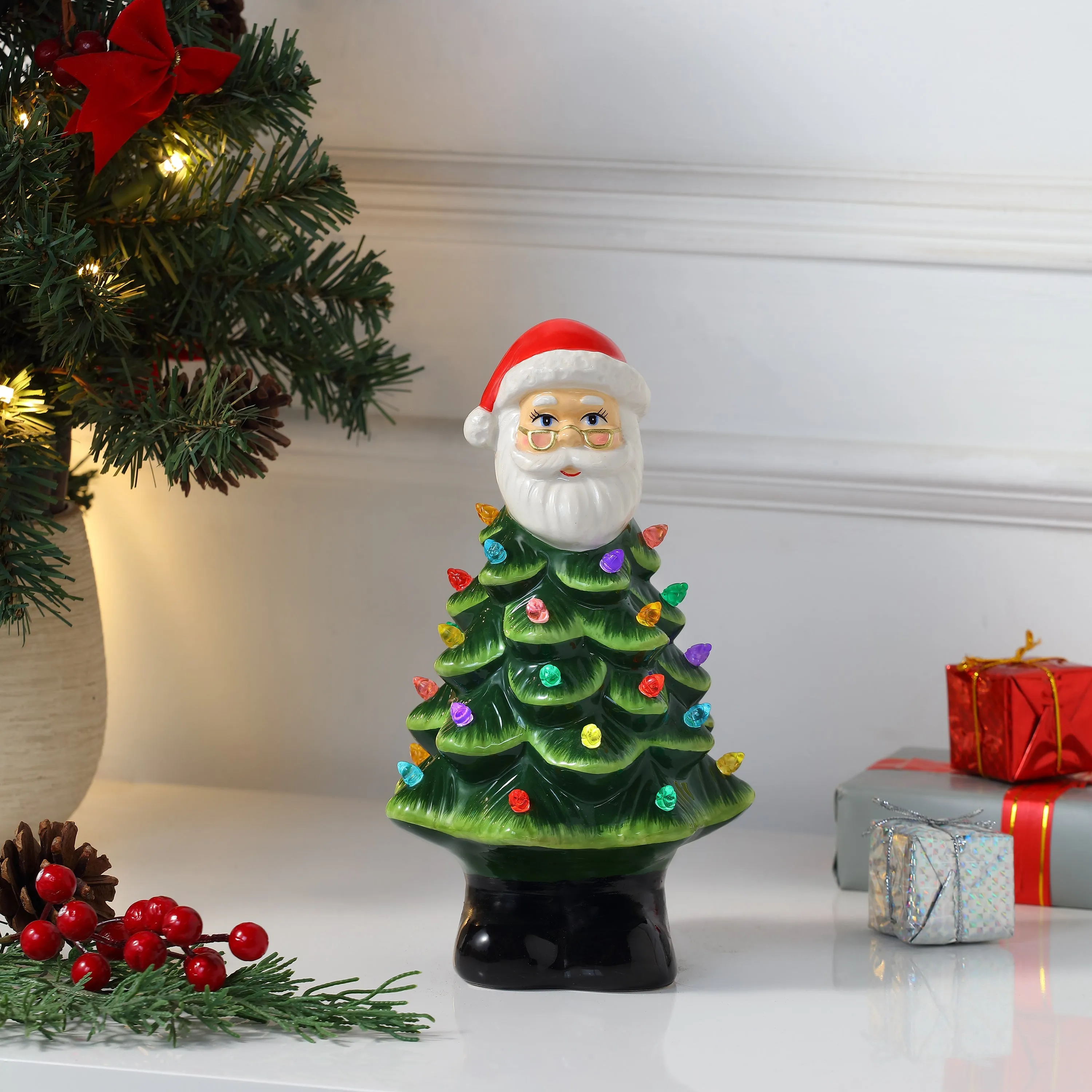 8 in. Nostalgic Ceramic Santa Tree