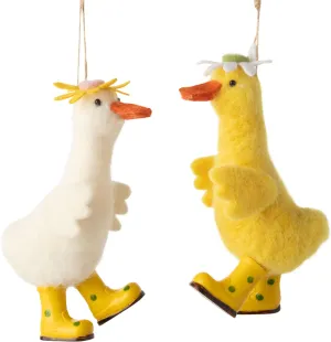 A12545 2 Asst'd felt duck orn, daisy hats and rain boots 5in