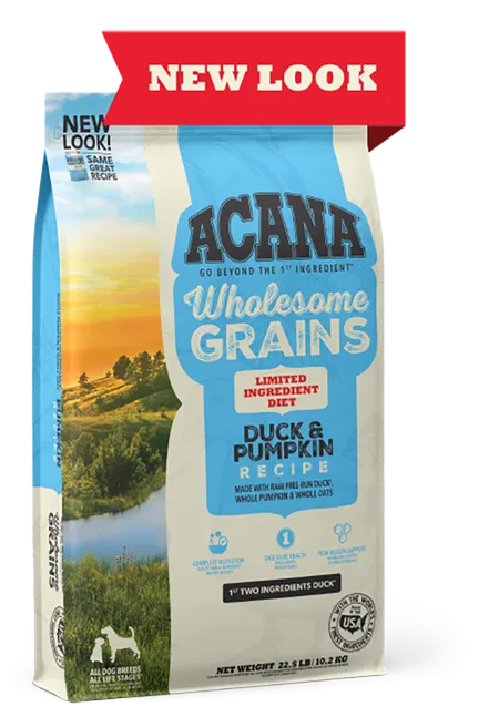 ACANA Wholesome Grains, Duck & Pumpkin Recipe, Limited Ingredient Diet Dry Dog Food