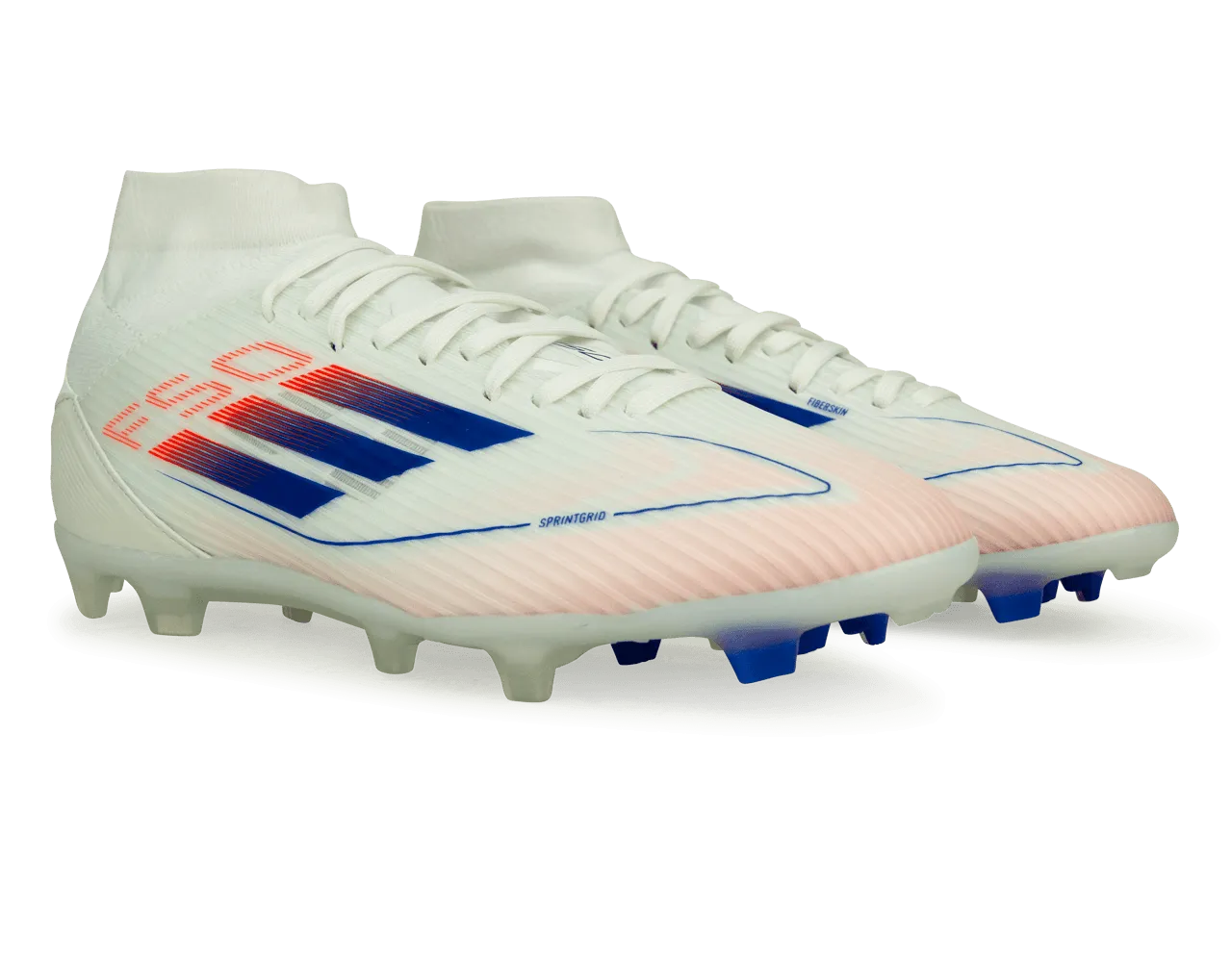 adidas Women's F50 League Mid-Cut FG/MG White/Lucid Blue