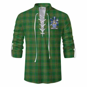 Aiken Irish Clan Tartan Ghillie Kilt Shirt with Coat of Arms