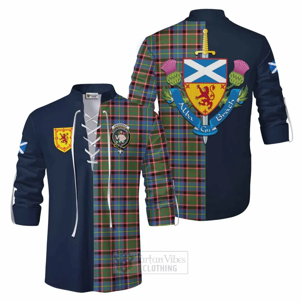 Aikenhead Tartan Ghillie Kilt Shirt Alba with Scottish Lion Royal Arm Half Style