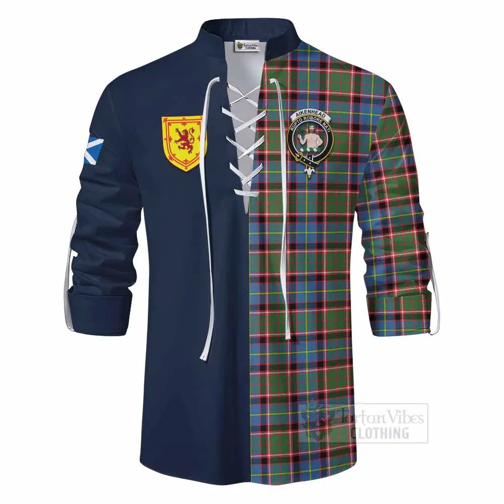 Aikenhead Tartan Ghillie Kilt Shirt Alba with Scottish Lion Royal Arm Half Style