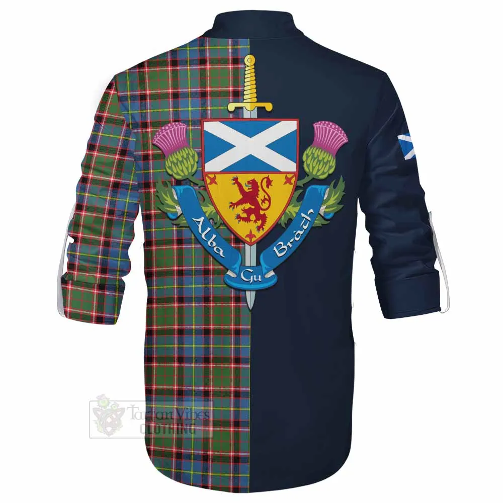 Aikenhead Tartan Ghillie Kilt Shirt Alba with Scottish Lion Royal Arm Half Style