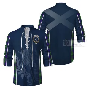 Alexander Tartan Ghillie Kilt Shirt with Family Crest and Scottish Thistle Vibes Sport Style