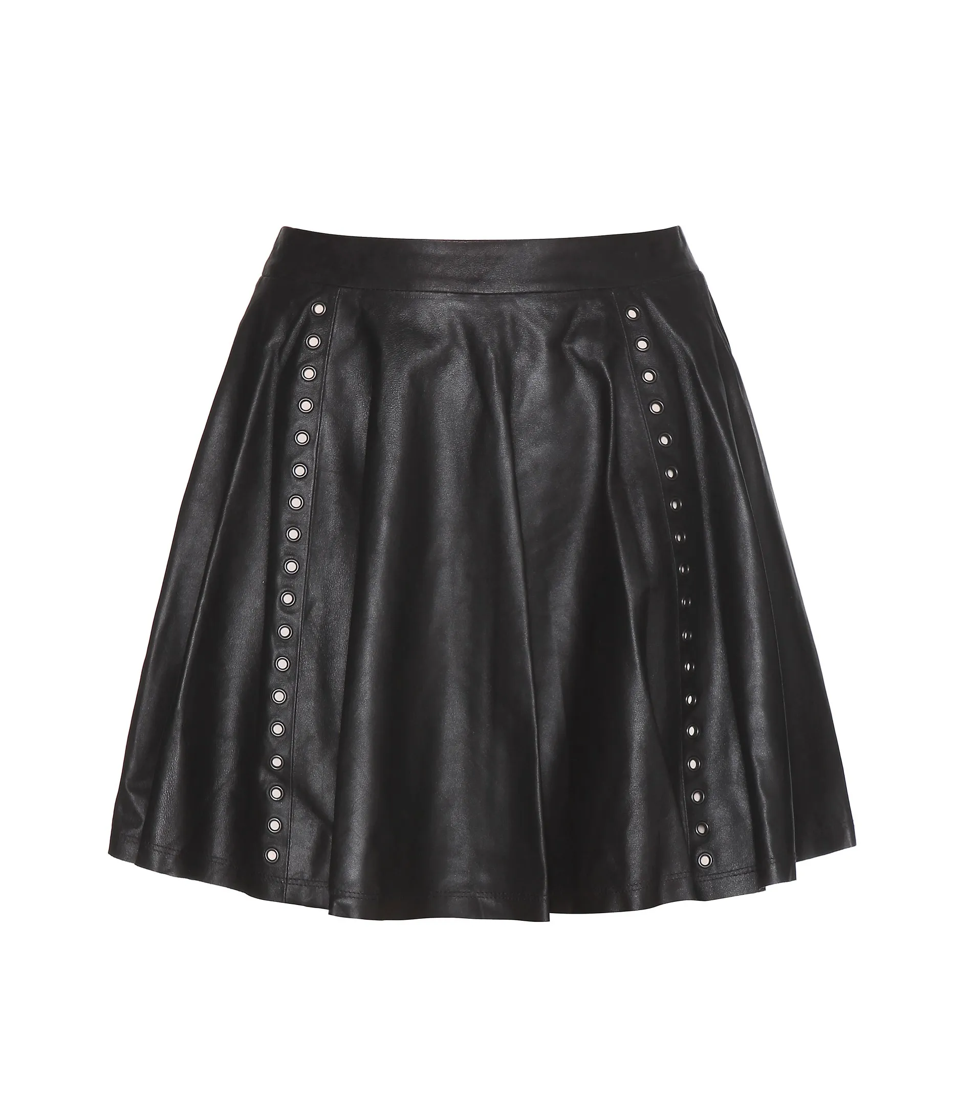 Alice   Olivia 'Akira' Flared Leather Grommet Celebrity Skirt 10 NWT! $550