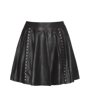 Alice   Olivia 'Akira' Flared Leather Grommet Celebrity Skirt 10 NWT! $550