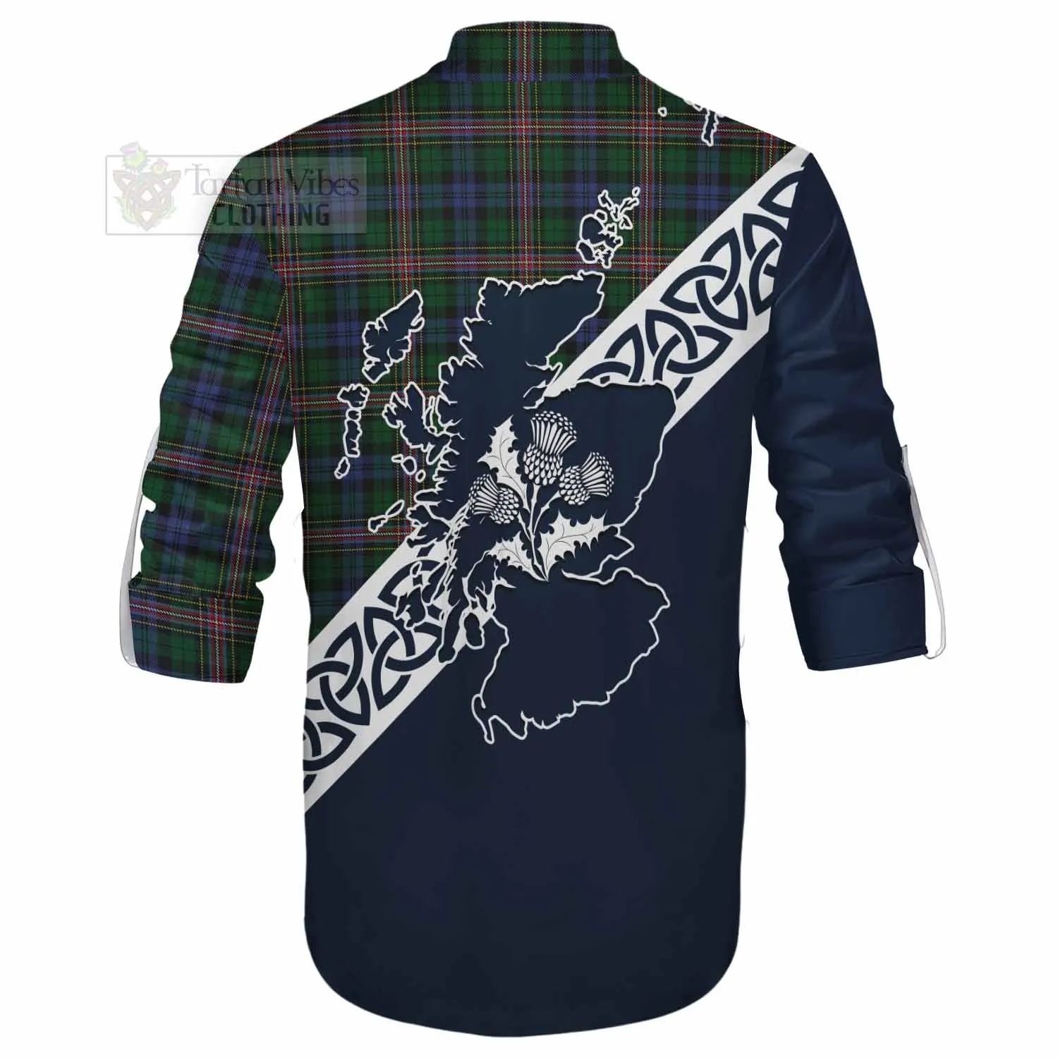 Allison Tartan Ghillie Kilt Shirt Featuring Thistle and Scotland Map