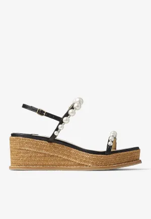 Amatuus 60 Pearls and Crystal Wedge Sandals