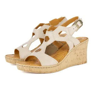 Amondi : Ladies High-Heeled Leather Sandal in Gravel Vintage