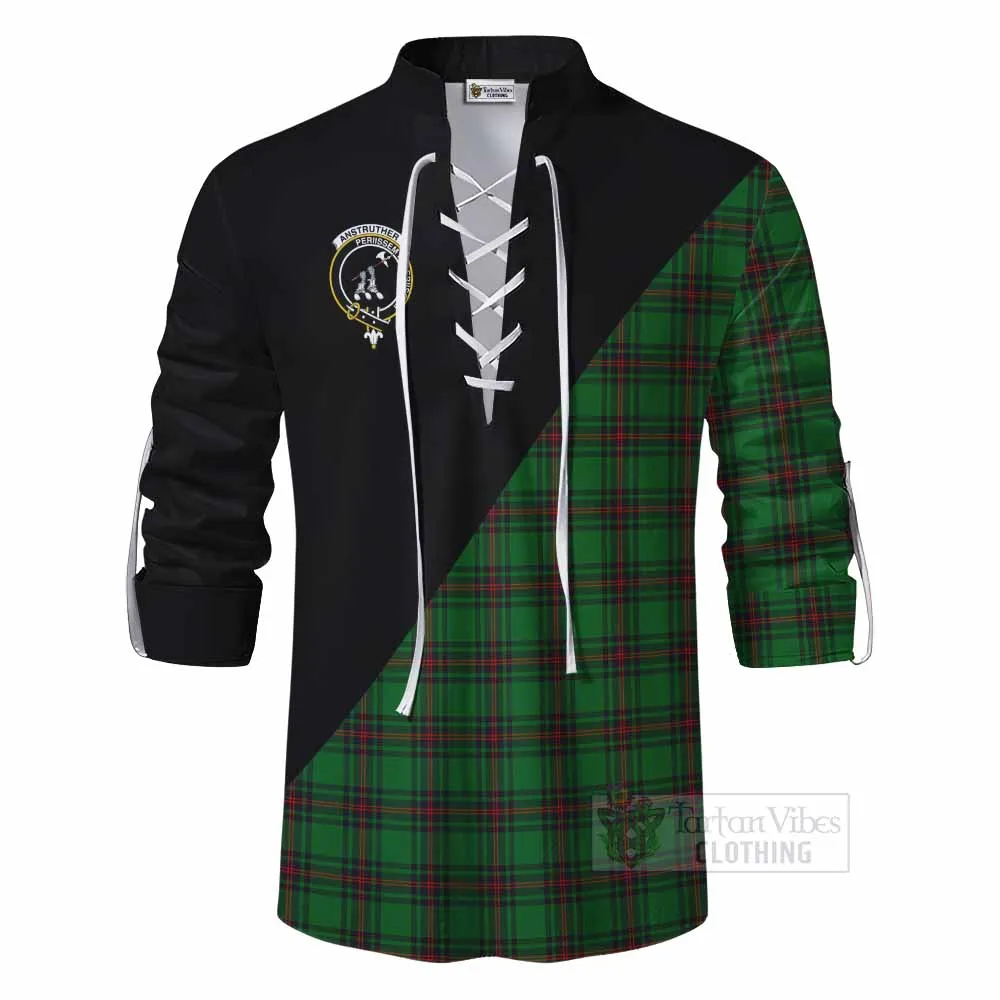 Anstruther Tartan Ghillie Kilt Shirt with Family Crest and Military Logo Style