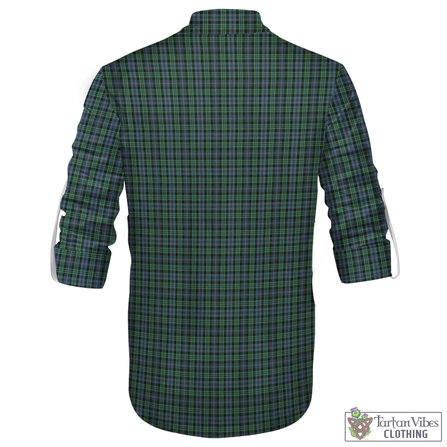 Arbuthnot Tartan Men's Scottish Traditional Jacobite Ghillie Kilt Shirt with Family Crest
