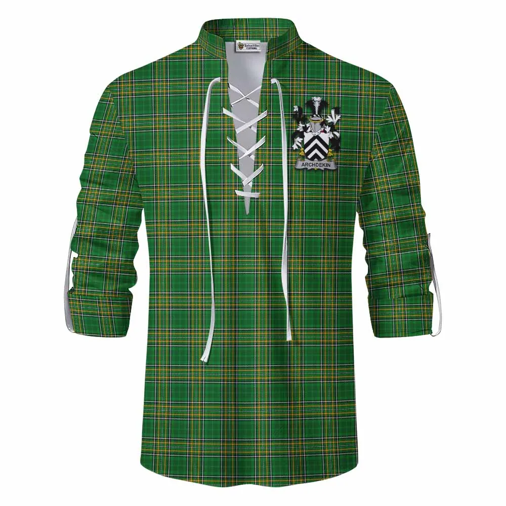 Archdekin Irish Clan Tartan Ghillie Kilt Shirt with Coat of Arms