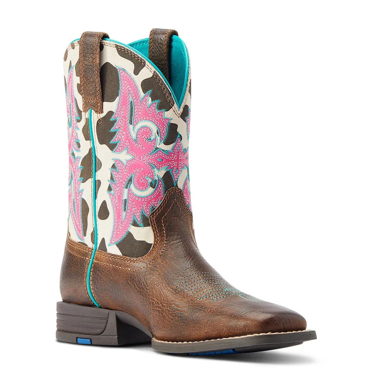 Ariat Unisex-Child Lonestar Western Boot, Rowdy Rust/Cow Print