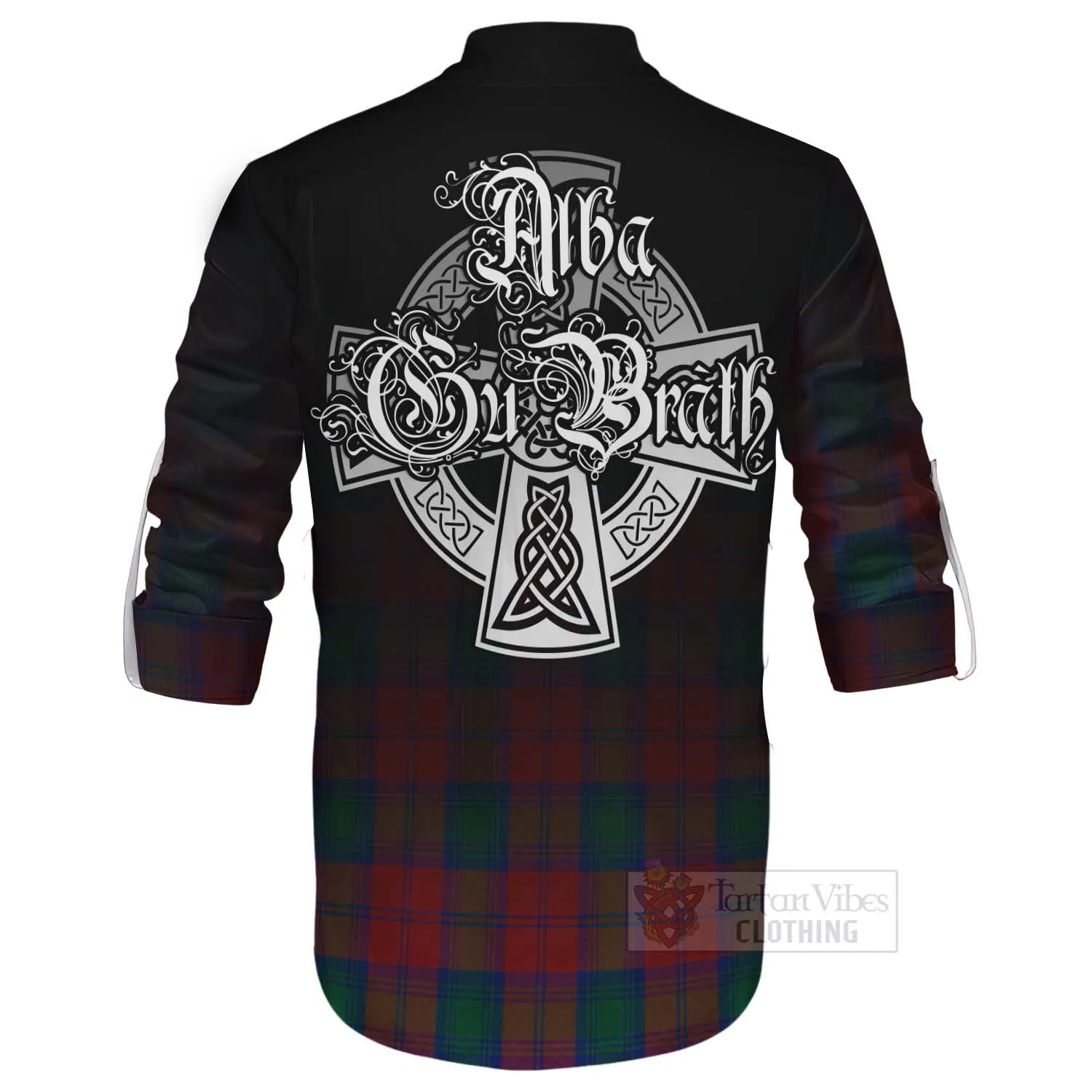 Auchinleck (Affleck) Tartan Ghillie Kilt Shirt Featuring Alba Gu Brath Family Crest Celtic Inspired