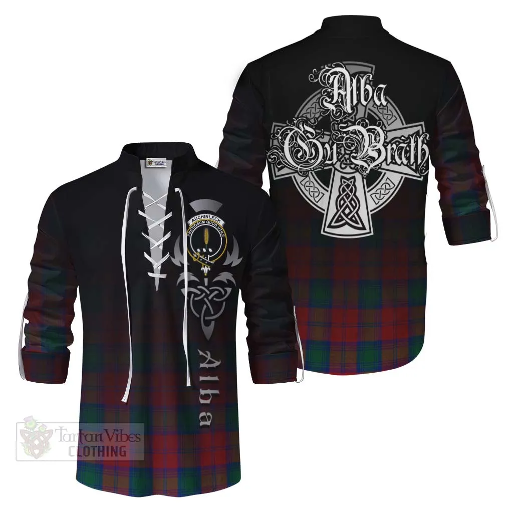 Auchinleck (Affleck) Tartan Ghillie Kilt Shirt Featuring Alba Gu Brath Family Crest Celtic Inspired