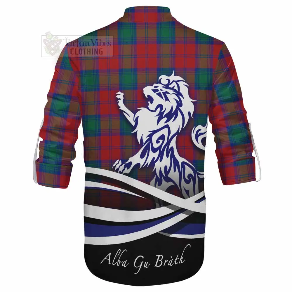 Auchinleck (Affleck) Tartan Ghillie Kilt Shirt with Alba Gu Brath Regal Lion Emblem