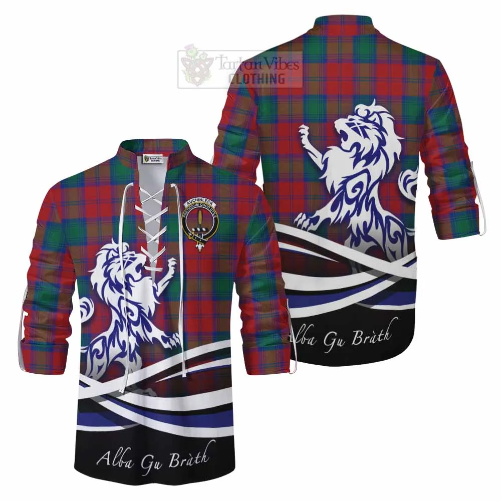 Auchinleck (Affleck) Tartan Ghillie Kilt Shirt with Alba Gu Brath Regal Lion Emblem