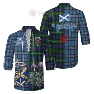 Baillie (Bailey) Tartan Ghillie Kilt Shirt Happy St. Andrew's Day Half Tartan Style