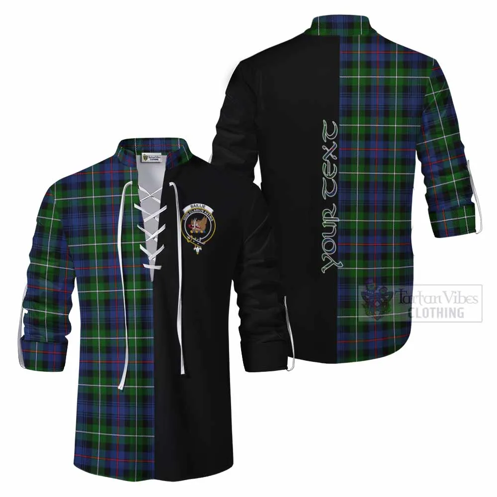 Baillie (Bailey) Tartan Ghillie Kilt Shirt with Family Crest and Half Of Me Style