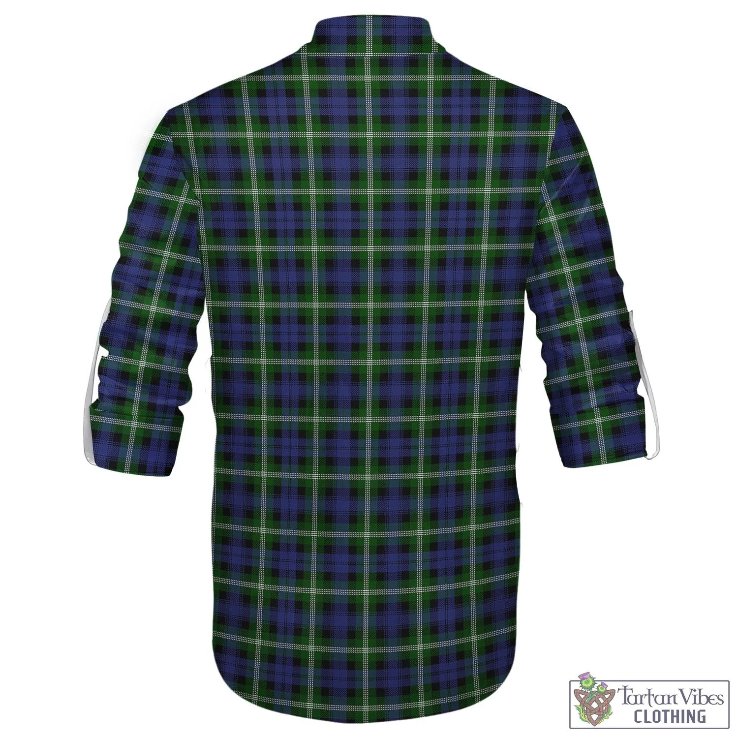 Baillie (Bailey) Tartan Men's Scottish Traditional Jacobite Ghillie Kilt Shirt with Family Crest