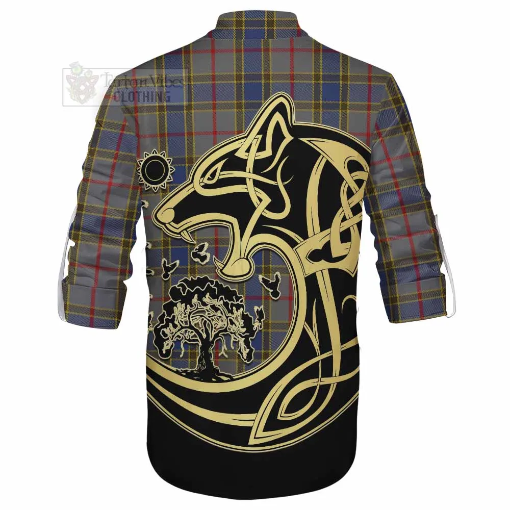 Balfour Tartan Ghillie Kilt Shirt with Family Crest Celtic Wolf Style