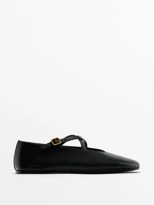 Ballet flats with crossover straps