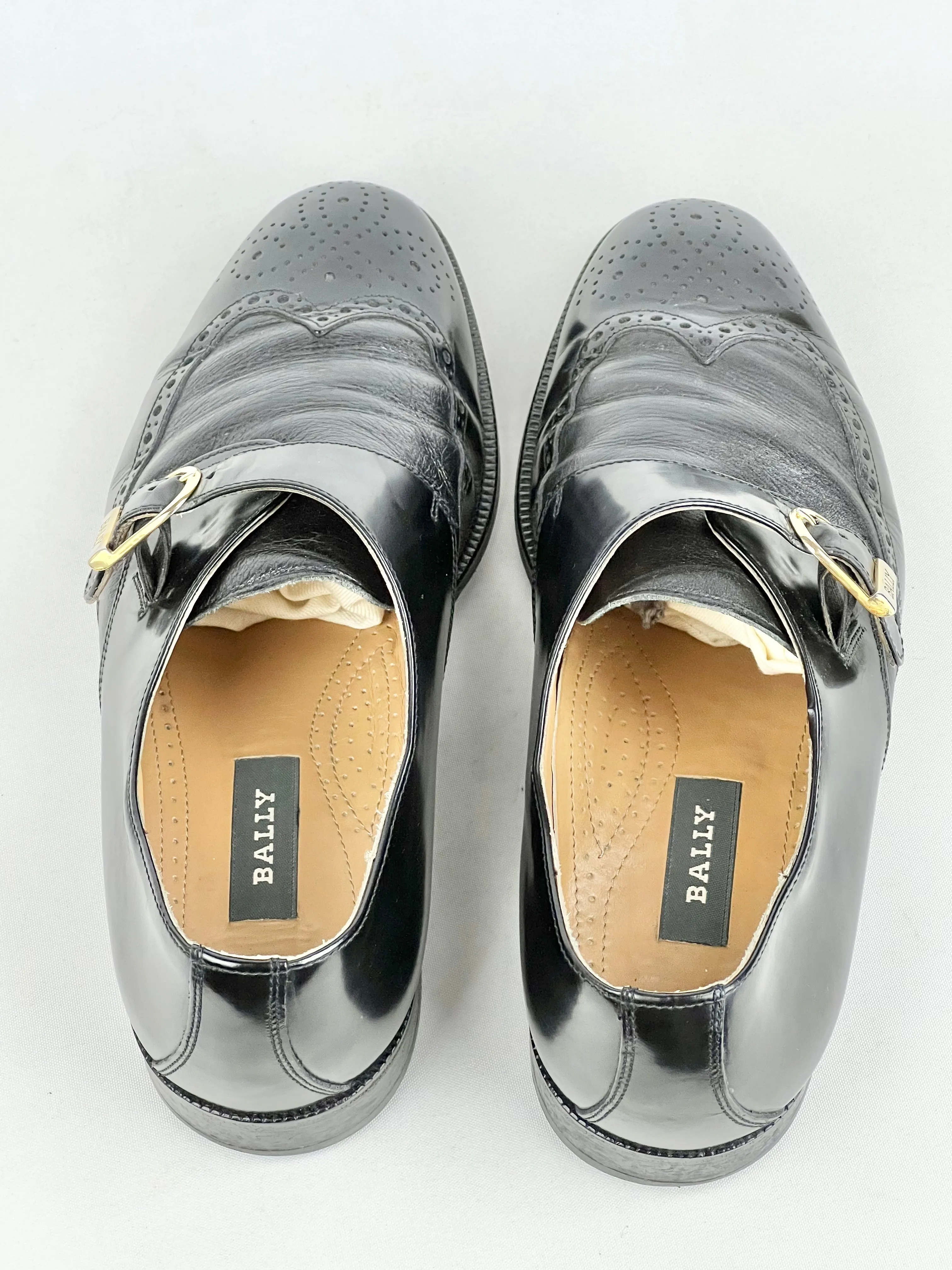 Bally Black Leather Monk Strap Loafers - Mens 8