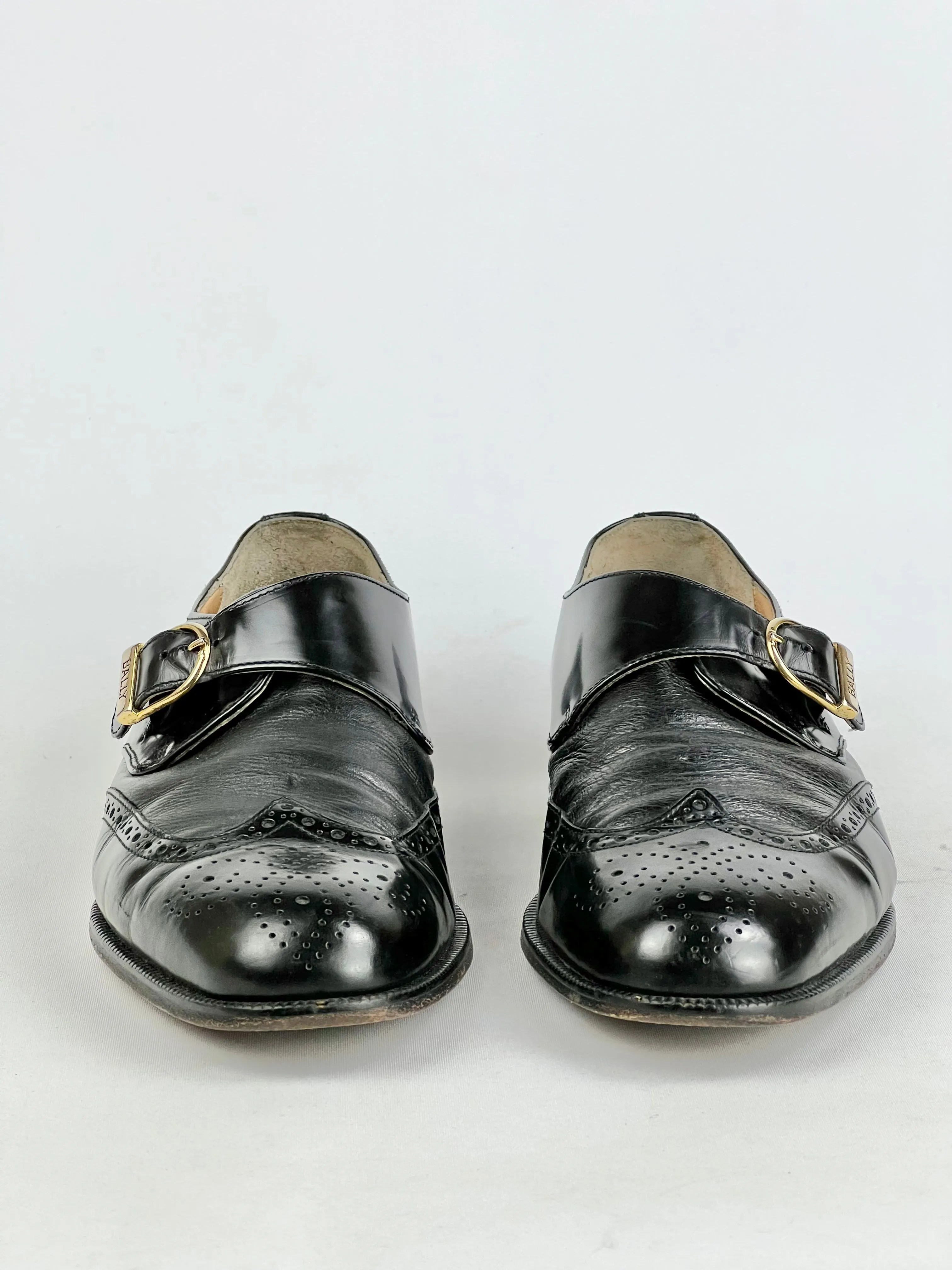 Bally Black Leather Monk Strap Loafers - Mens 8