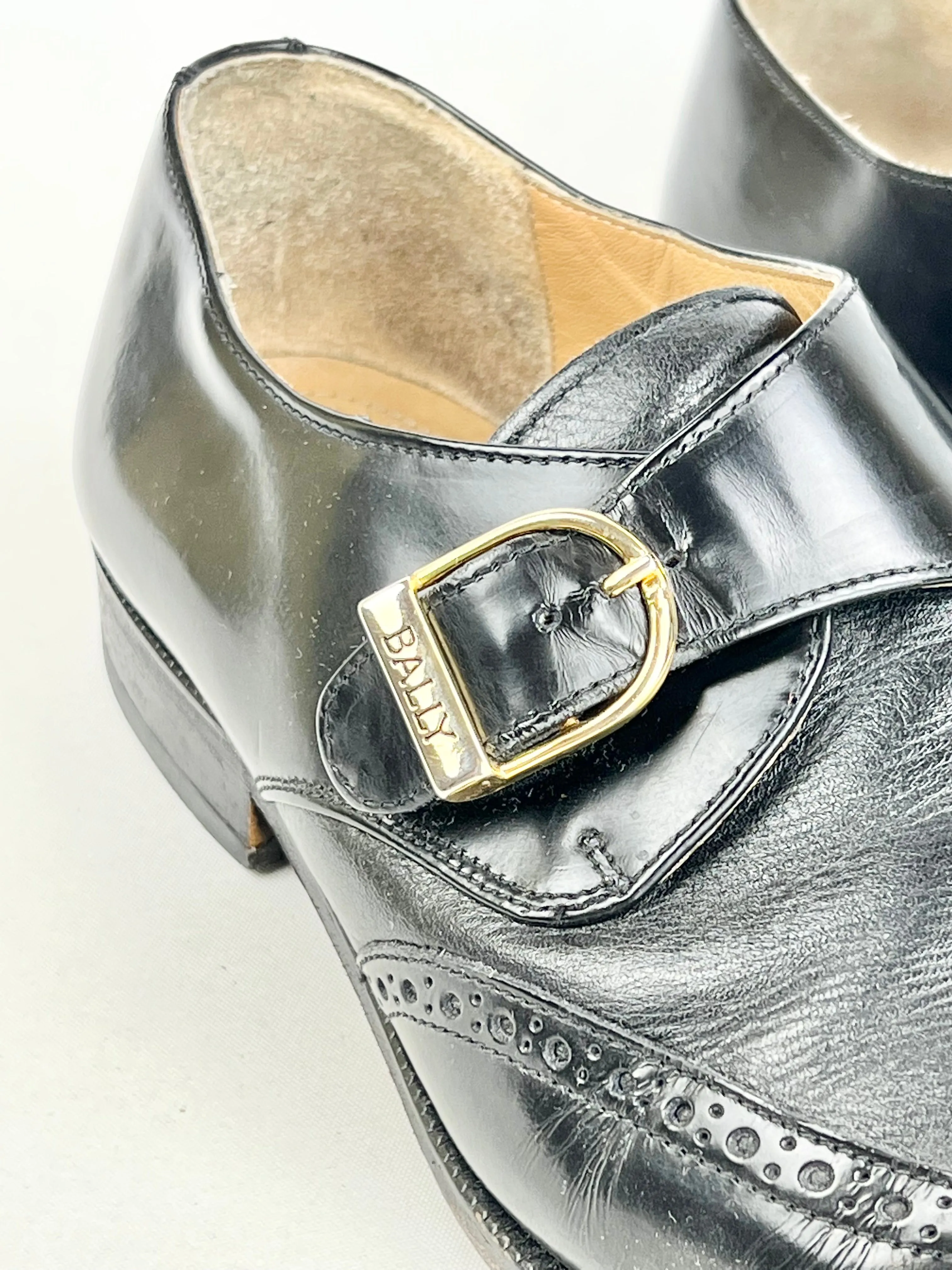 Bally Black Leather Monk Strap Loafers - Mens 8