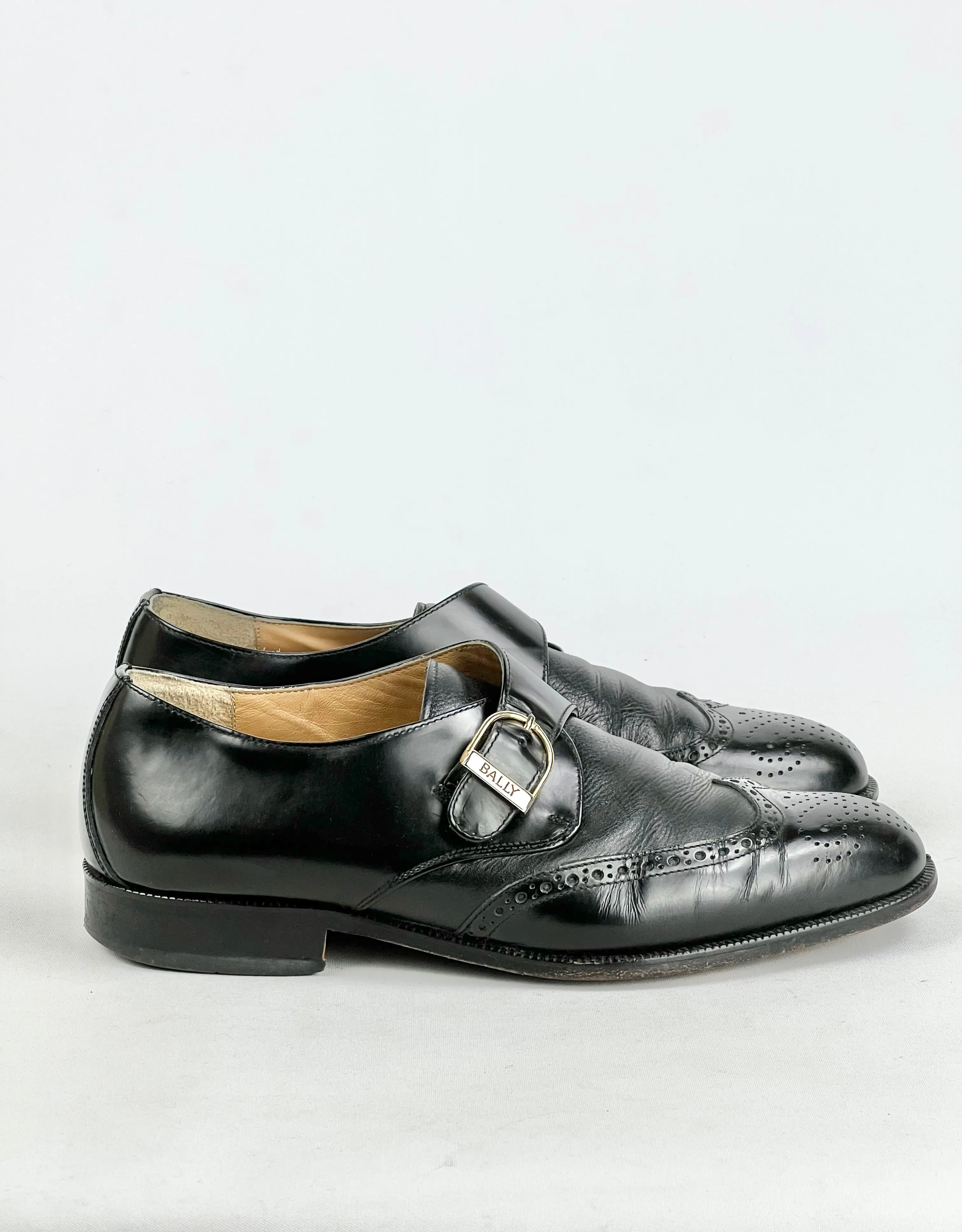 Bally Black Leather Monk Strap Loafers - Mens 8
