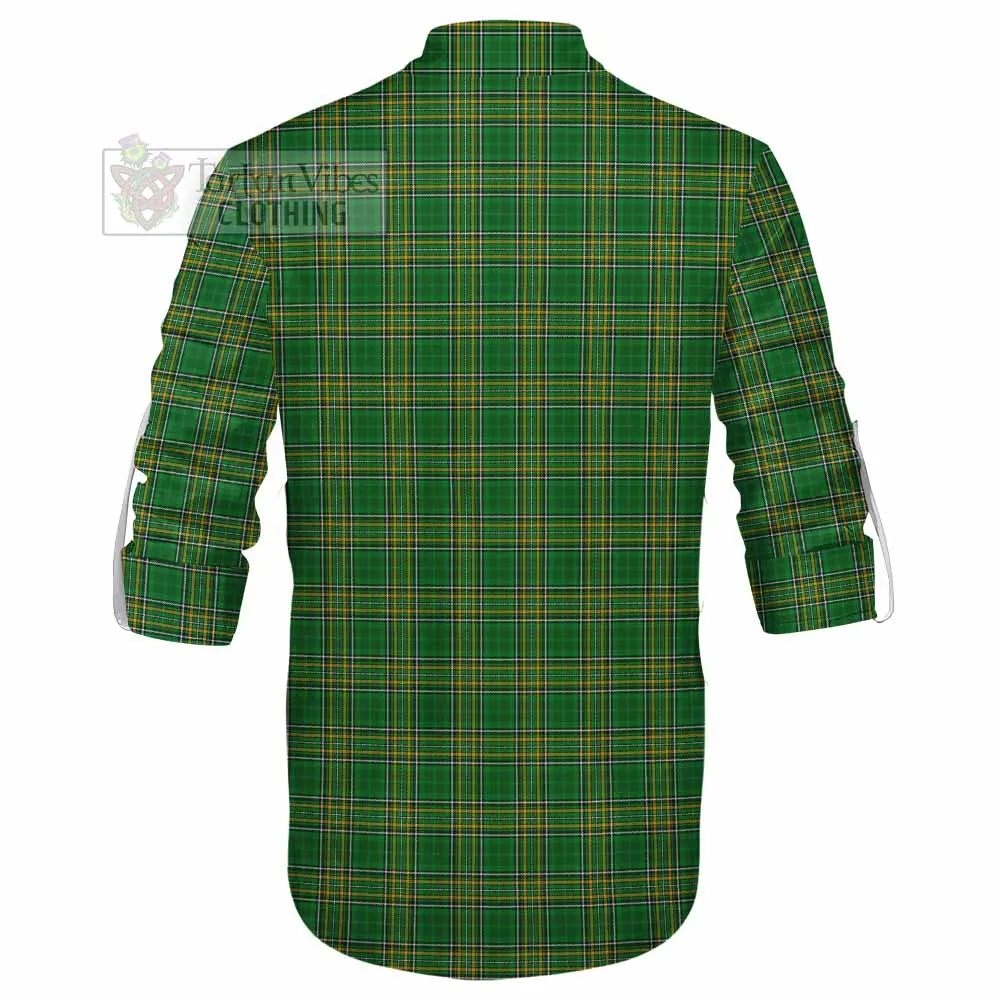 Barrett Irish Clan Tartan Ghillie Kilt Shirt with Coat of Arms