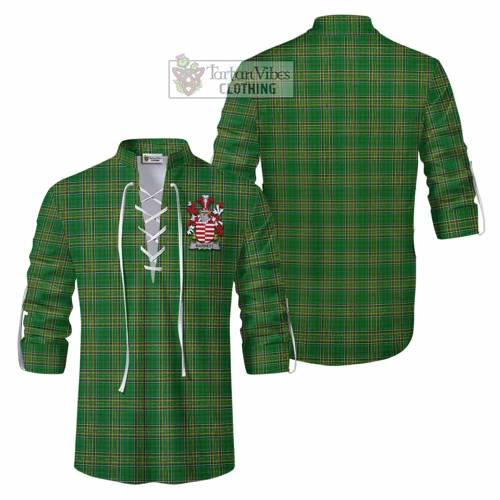 Barrett Irish Clan Tartan Ghillie Kilt Shirt with Coat of Arms