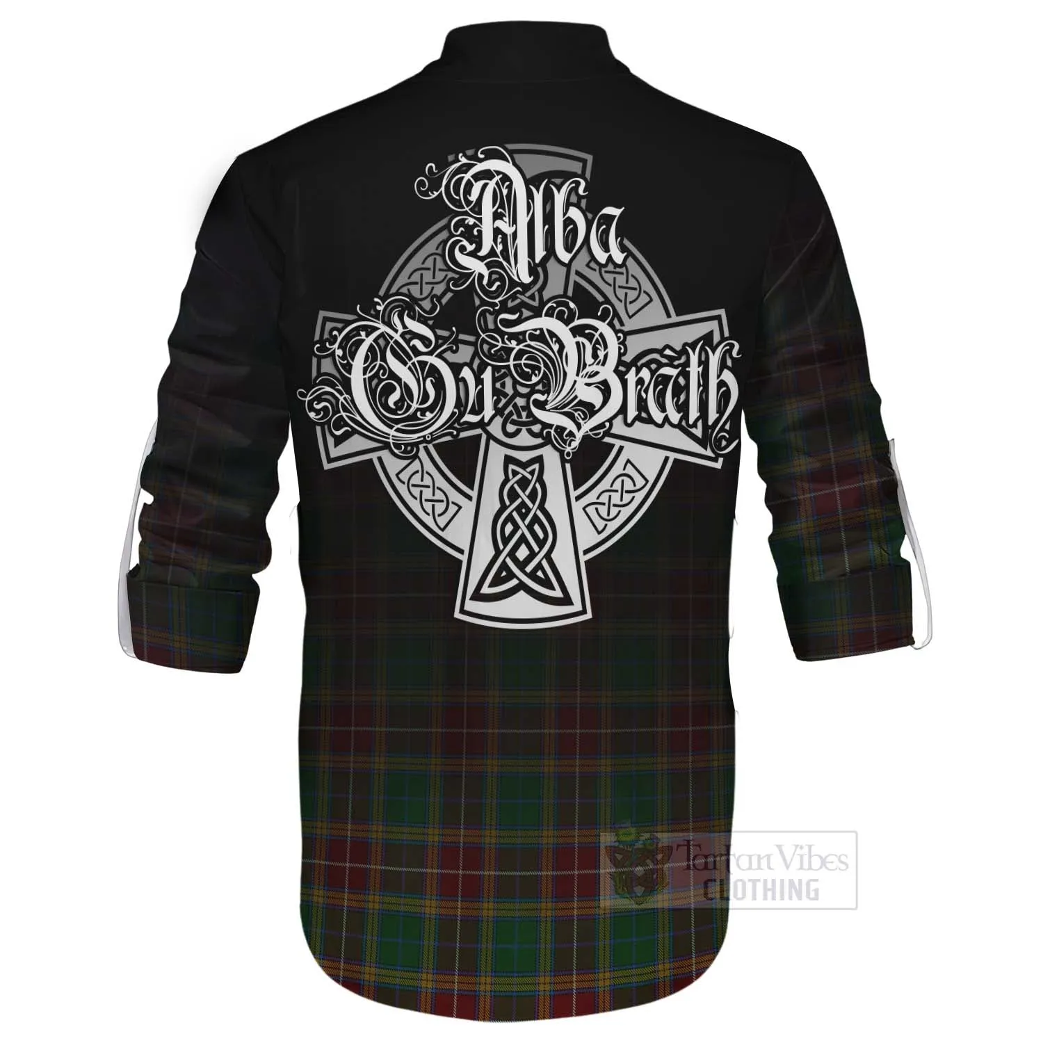 Baxter Tartan Ghillie Kilt Shirt Featuring Alba Gu Brath Family Crest Celtic Inspired