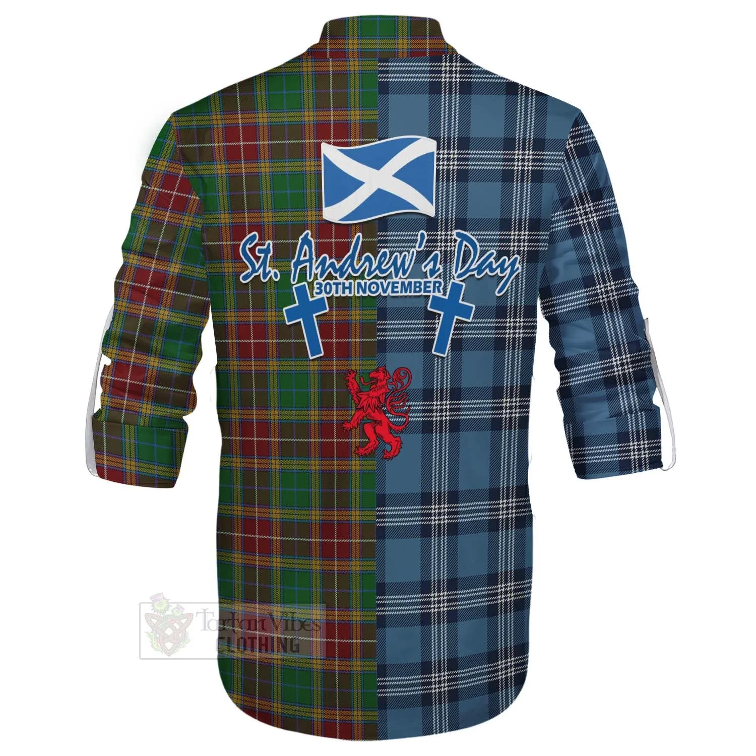 Baxter Tartan Ghillie Kilt Shirt Happy St. Andrew's Day Half Tartan Style