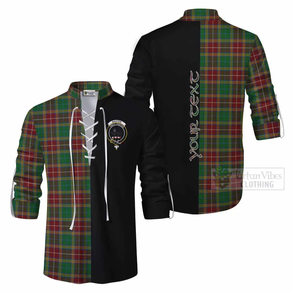 Baxter Tartan Ghillie Kilt Shirt with Family Crest and Half Of Me Style