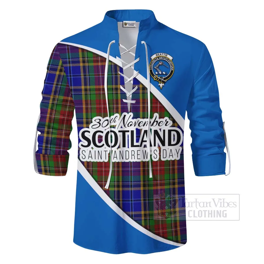 Beattie (Beatty) Family Crest Tartan Ghillie Kilt Shirt Celebrate Saint Andrew's Day in Style