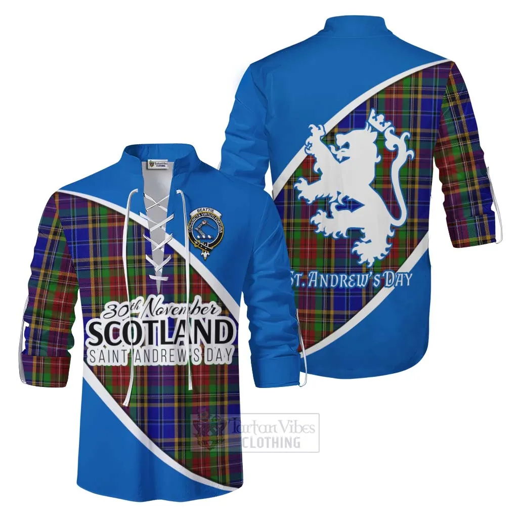 Beattie (Beatty) Family Crest Tartan Ghillie Kilt Shirt Celebrate Saint Andrew's Day in Style