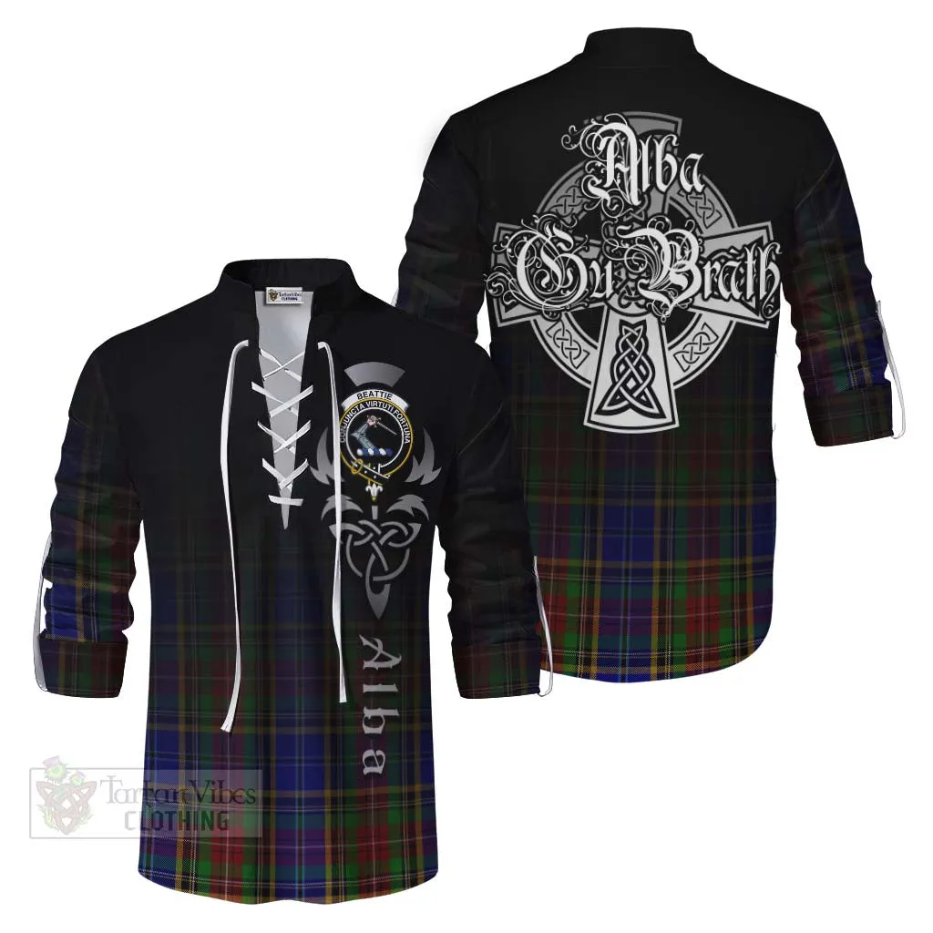 Beattie (Beatty) Tartan Ghillie Kilt Shirt Featuring Alba Gu Brath Family Crest Celtic Inspired