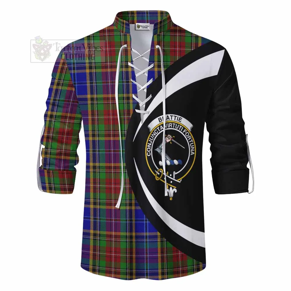 Beattie (Beatty) Tartan Ghillie Kilt Shirt with Family Crest Circle Style