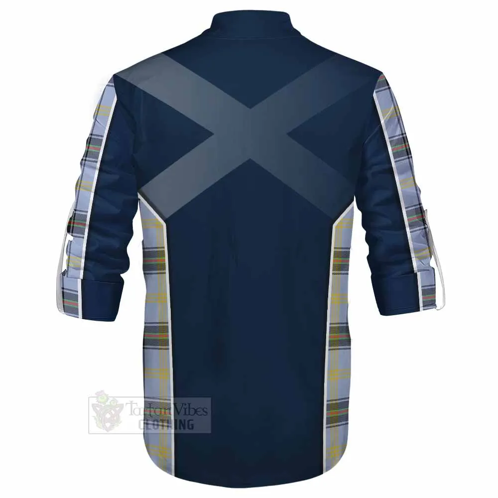 Bell Tartan Ghillie Kilt Shirt with Family Crest and Lion Rampant Vibes Sport Style